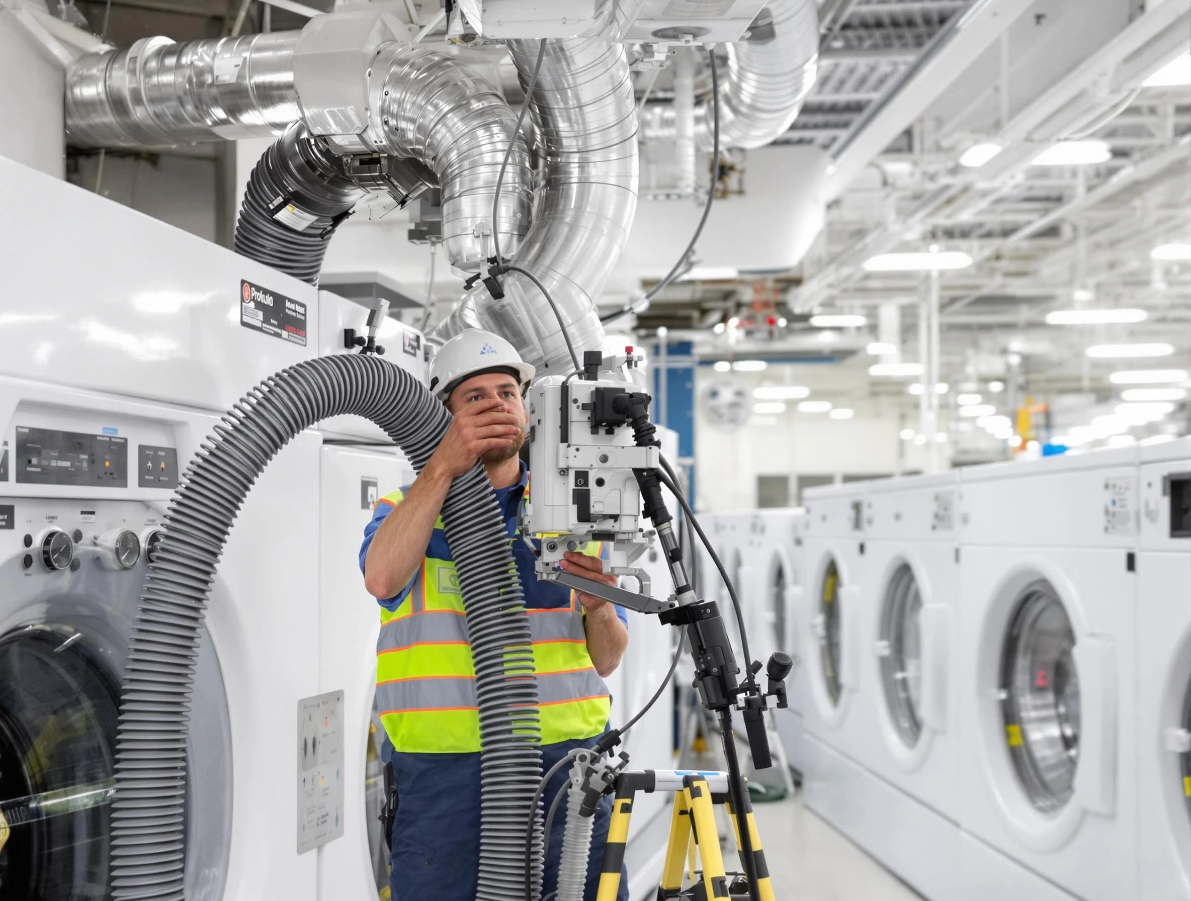 Fair Oaks Dryer Vent Cleaning team performing commercial-grade dryer vent cleaning at a business facility in Fair Oaks