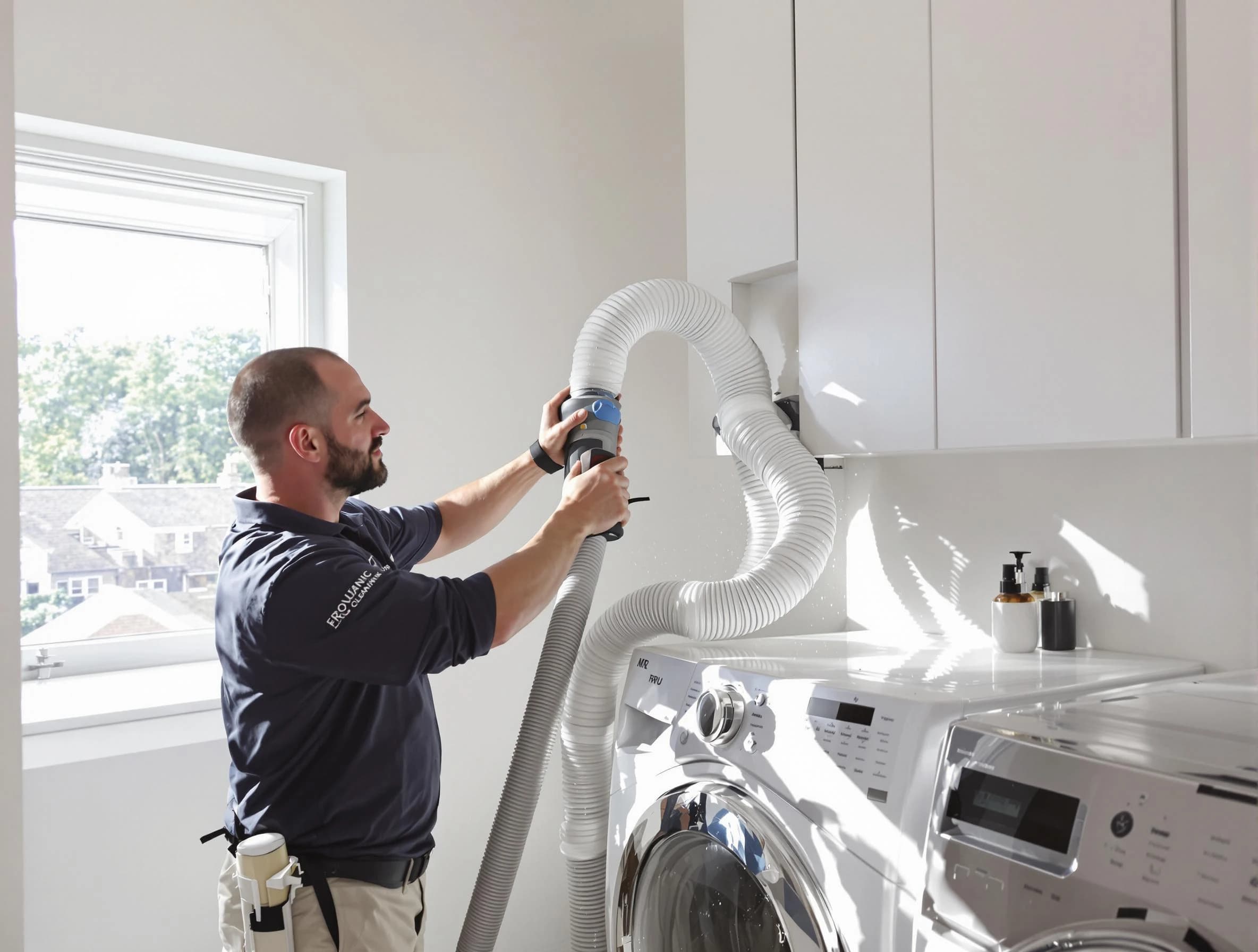 Certified Fair Oaks Dryer Vent Cleaning technician performing dryer vent cleaning in Fair Oaks