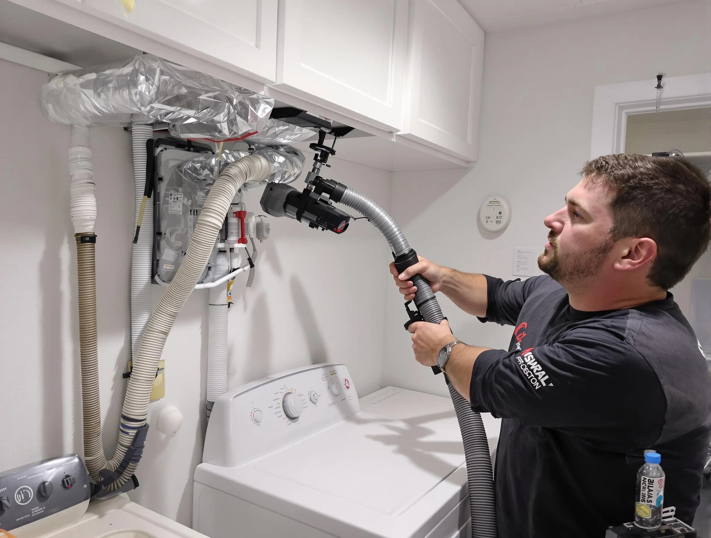 Fair Oaks Dryer Vent Cleaning certified technician performing safety-focused gas dryer vent cleaning in Fair Oaks
